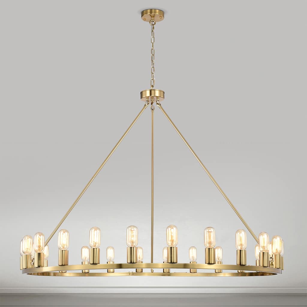 Etan 48 Inch Modern Brass Wagon Wheel Chandelier 24 Light
