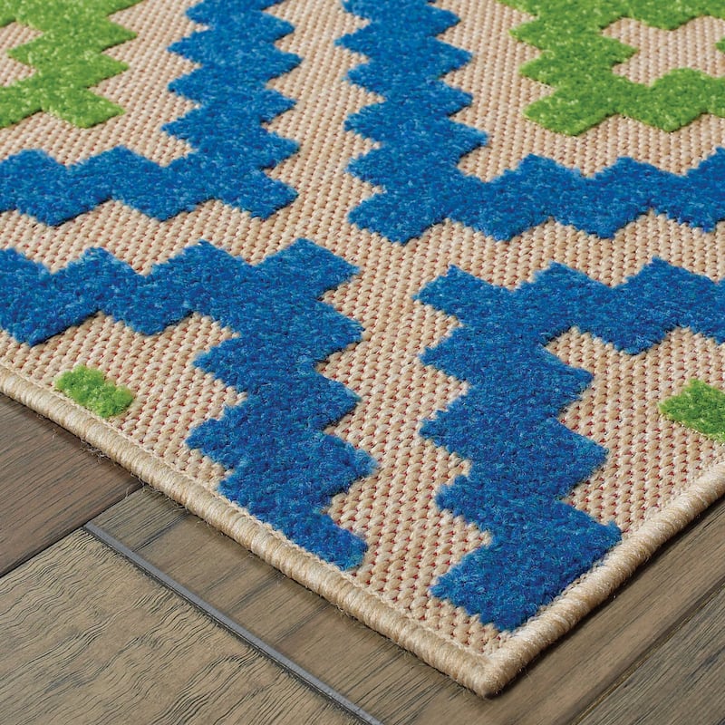 Style Haven Cara Mixed Pile Geometric Diamond Indoor-Outdoor Area Rug