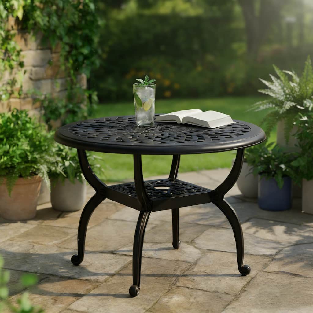 Modern Aluminum Round Coffee Table for Outdoor Spaces