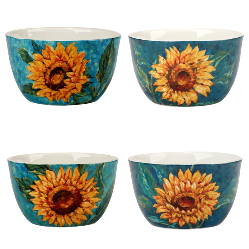 Certified International Golden Sunflowers Set of 4 Ice Cream Bowls - 5.25" Diam x 3"