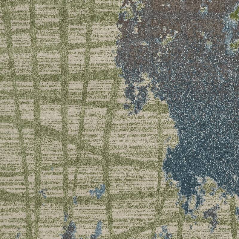 Domani Dreams Distressed Green/Blue Abstract Rug