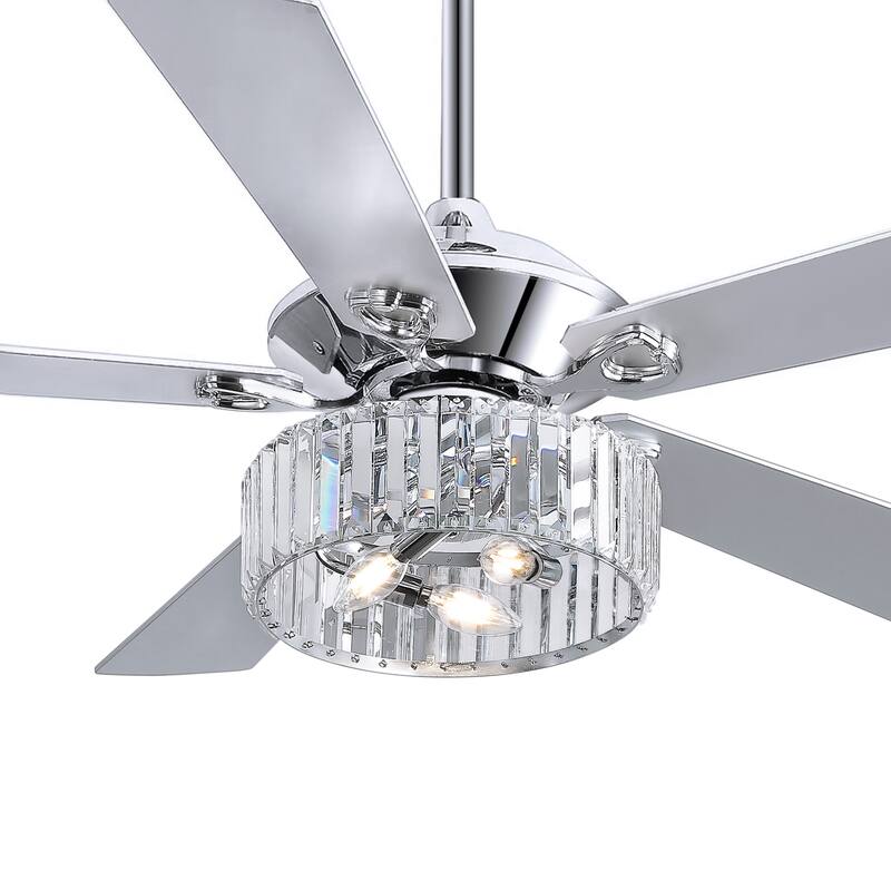52-inch 5-Blade Chrome Crystal Ceiling fan with Light and Remote