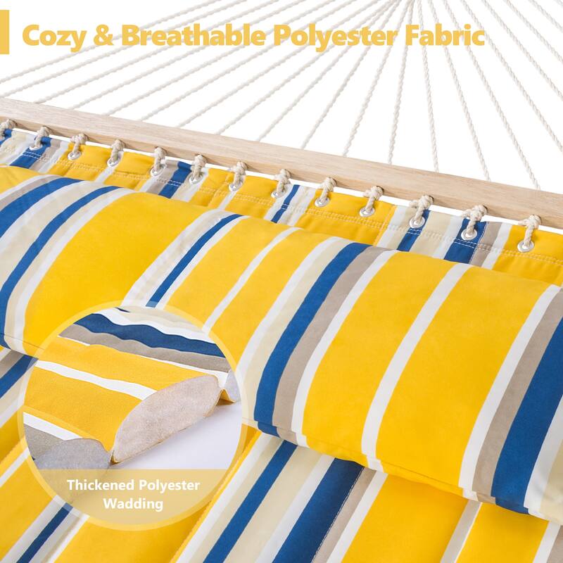 Outdoor Portable Double Hammock with Stand&Pillow Max 475 lbs Capacity
