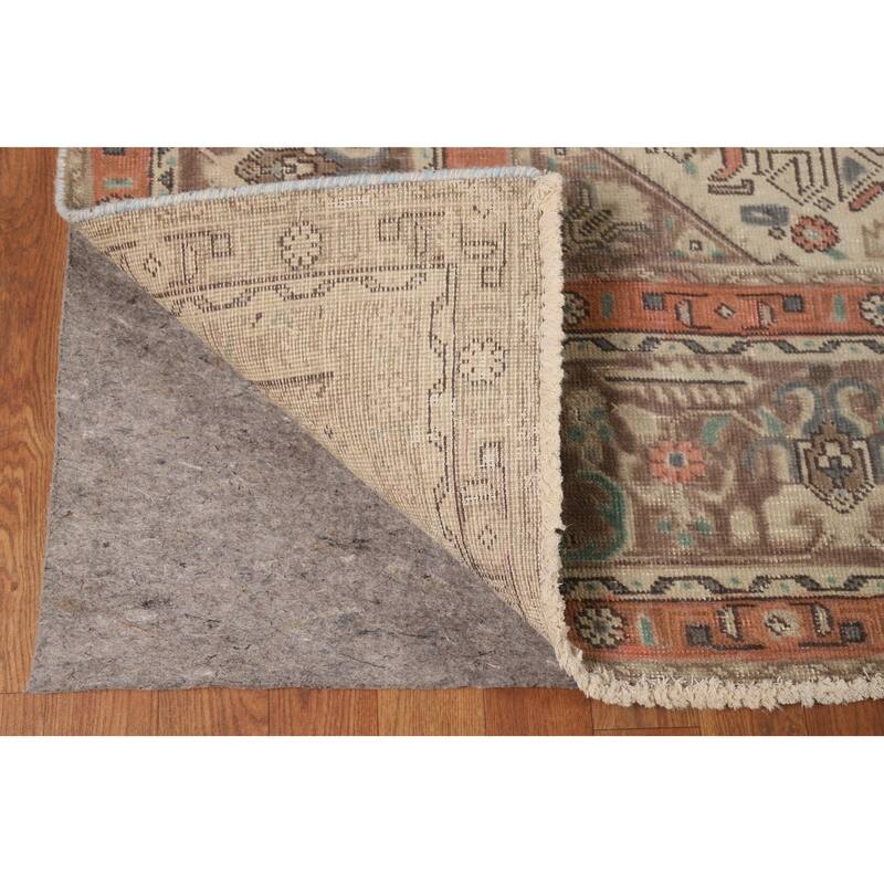 Geometric Blue Tabriz Persian Rug Hand-Knotted Traditional Wool Carpet - 8'3"x 11'2"