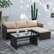preview thumbnail 11 of 18, Tappio 3-piece Outdoor Wicker Sofa Furniture Conversation Set  49.4"W x 25"D x 24.6"H - Brown