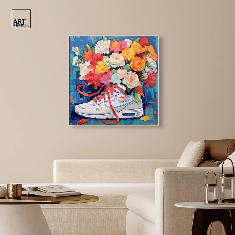 Whimsical Sneaker with Flowers Canvas by Art Remedy