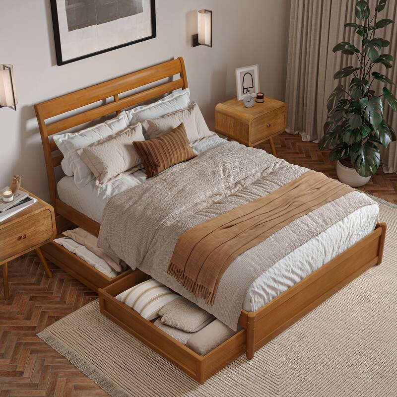 Emelie Platform Bed with Panel Footboard and Storage Drawers