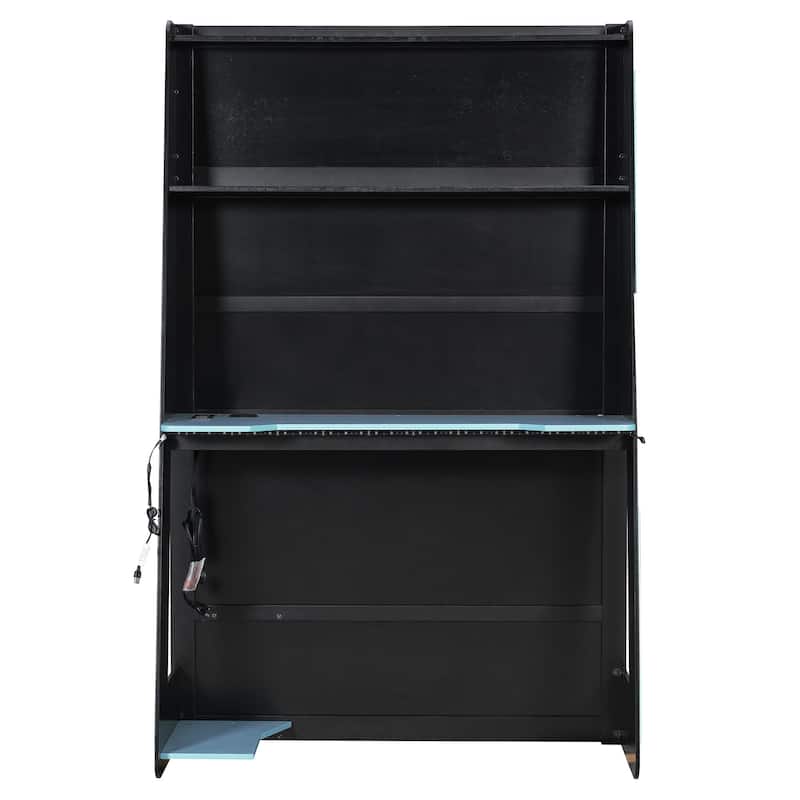 Full Size Gaming Loft Bed Esports-Inspired Bed with Desk Shelves and Charging Station for Gaming Bedroom Setup, Esports Hotels