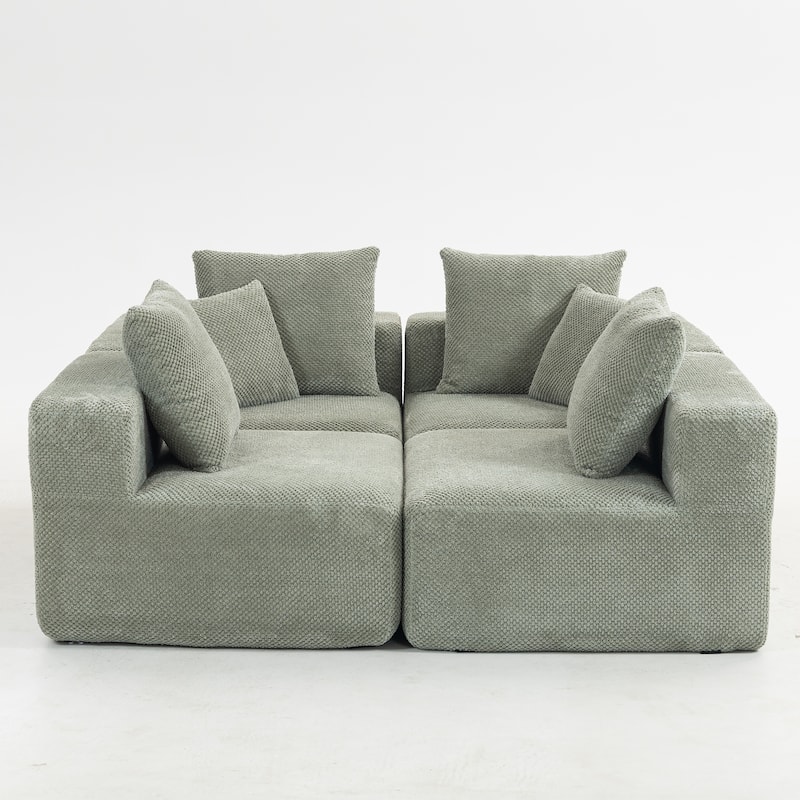 Flannelette Modular Sectional Sofa Full-Foam Build Compressed Couch