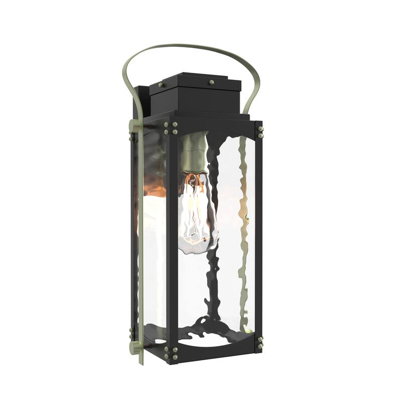 Maxax Black 1 - Light 17.3'' H Water Glass Outdoor Wall Lantern with Dusk to Dawn