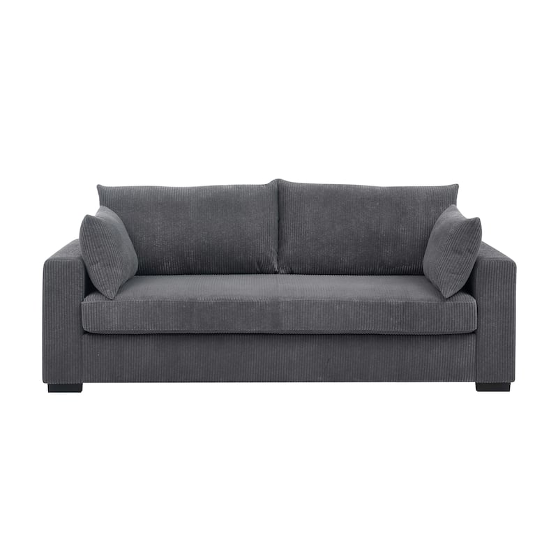 Coastal Style Corduroy Sofa - 31" D x 79" W x 34" H - Dark Gray