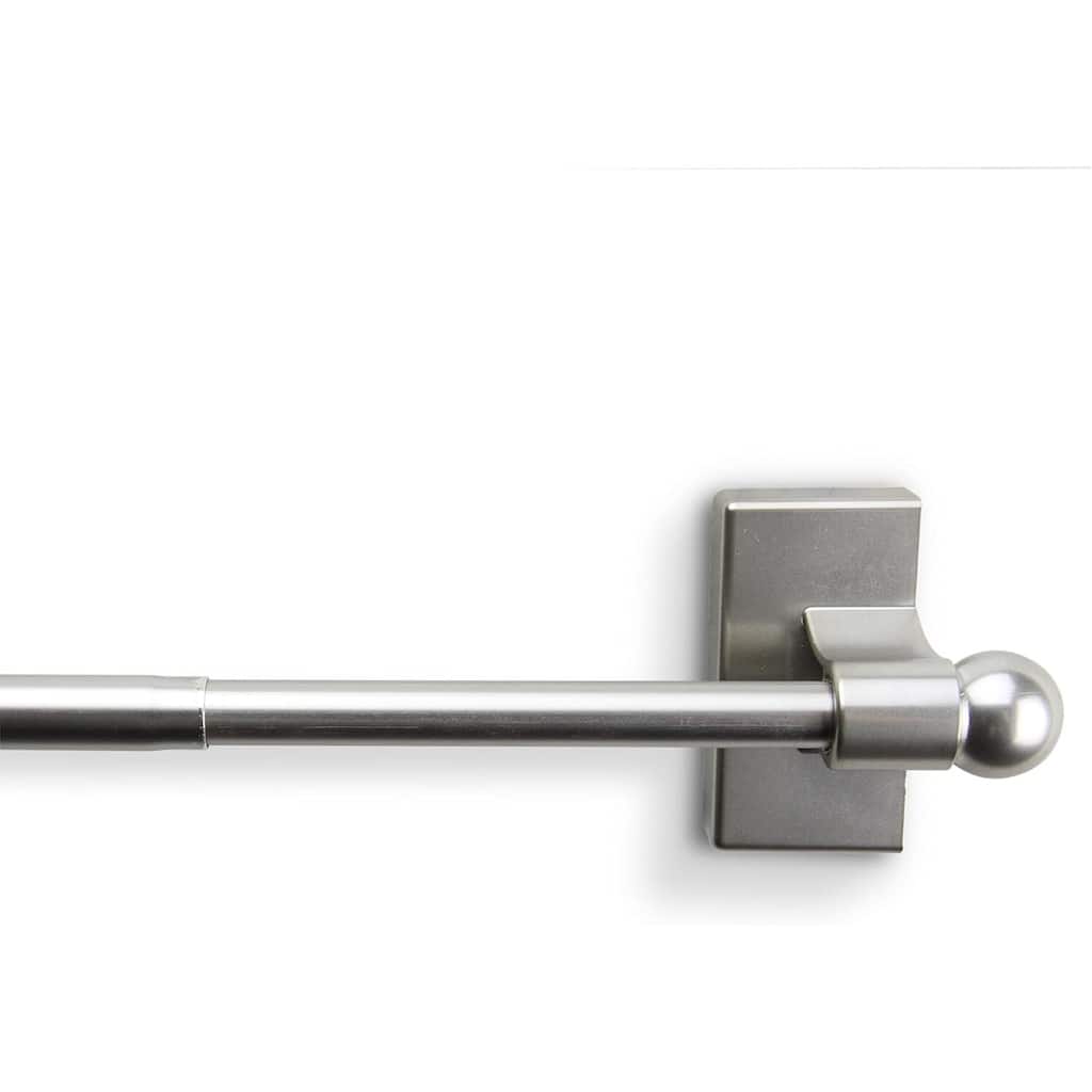 Magnetic Curtain Rod 17" - Wall Mounted Adjustable Rod - Satin Nickel Finish - No Tools Needed - M