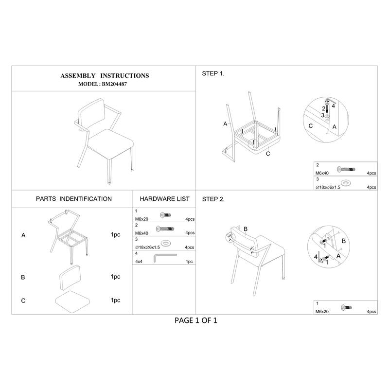 Fabric Upholstered Metal Dining Chair, Set of 2, Gray and Black