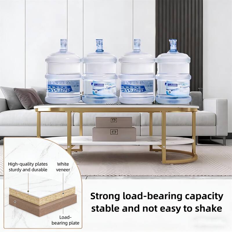 Modern White Gold Double Deck Dining Table Coffee Table