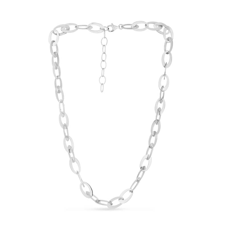 Curata 925 Sterling Silver Italian Large Oval Links Chain Necklace