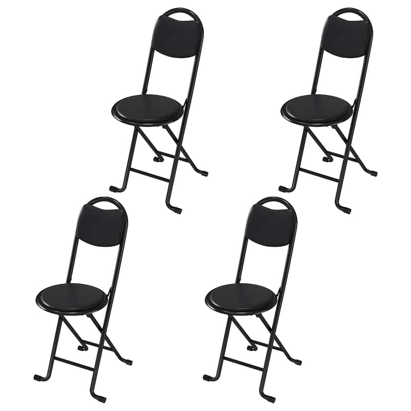 4pcs Folding Stool With Back, Cushioned Padded Folding Stool, Portable Folding Chairs For Outdoor Indoor Kitchen Shop Cafe