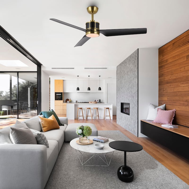 52" Reversible 3-Blade Smart LED Ceiling Fan with Remote Control and Light Kit