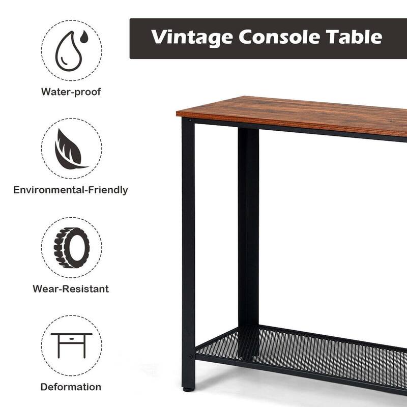 Console Sofa Table W/ Storage Shelf Metal Frame Entryway Table