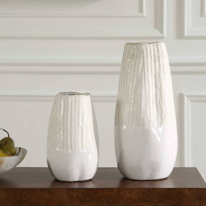 Uttermost Echo Ridge White Vases Set/2