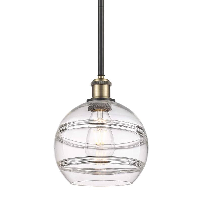 Innovations Lighting 516-1S-10-8 Rochester Pendant Rochester 8" Wide - Black Antique Brass / Clear