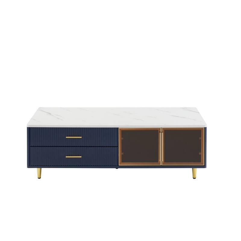 Storage Table Coffee Table with Glass Door Dining Table