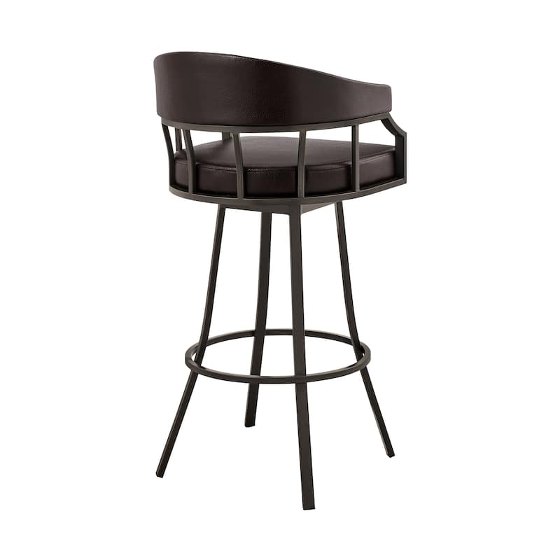 Palmdale Faux Leather and Metal Upholstered Swivel Counter or Bar Stool