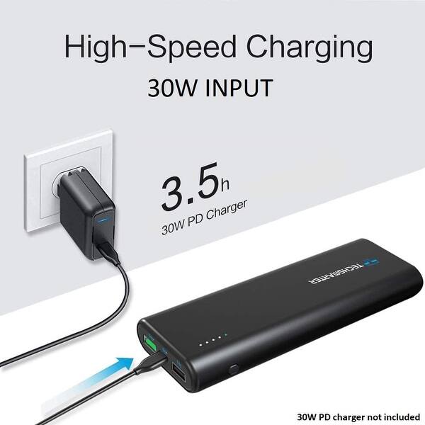 Techsmarter 26800mah 30w Usb C Pd Portable Charger Power Bank For Androids Iphone Samsung Galaxy Macbook Air Ipad Air Pro On Sale Overstock 31138155 Fully charge the power bank with your macbook 2016 original charger in 5.5 hours, and charge your macbook 2016 with the power bank at the same speed as its original charger. usd