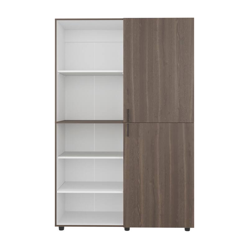 High Two Door Freestanding Armoire With Hanging Rod And Interior Shelves,Compact Bedroom Wardrobe