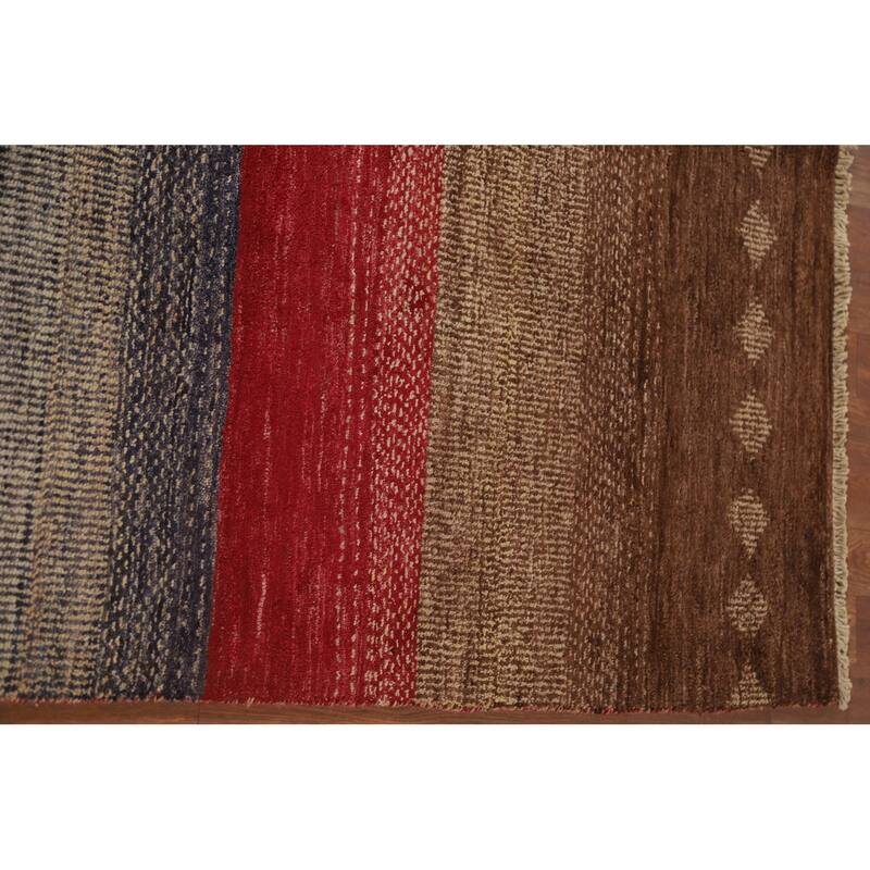 Gabbeh Kashkoli Striped Area Rug Handmade Wool Carpet - 4'6" x 6'5"