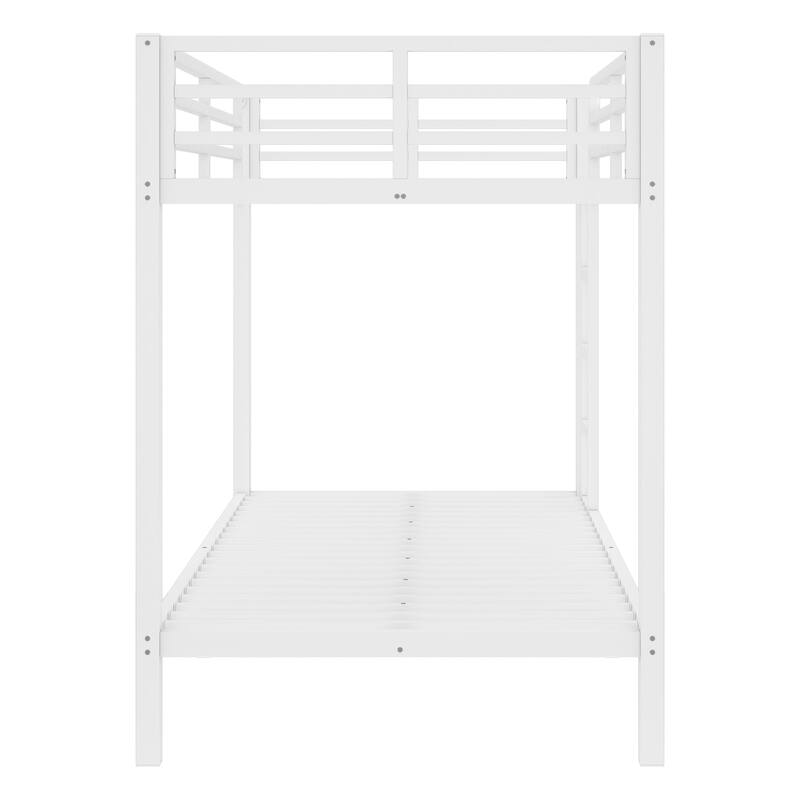 Metal Bunk Bed Frame with Safety Guardrail, Heavy Duty Metal Slat Support, Noise Free