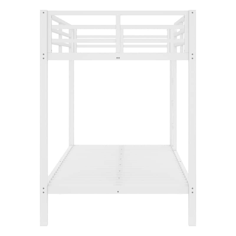 Twin XL over Twin XL Bunk Bed, Noise Free Metal Bed Frame with Safety Guardrails, Ladder and Under Bed Storage, Space-Saving