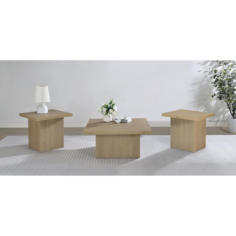 Devar Square Coffee And End Table Set - Latte - 3-piece set