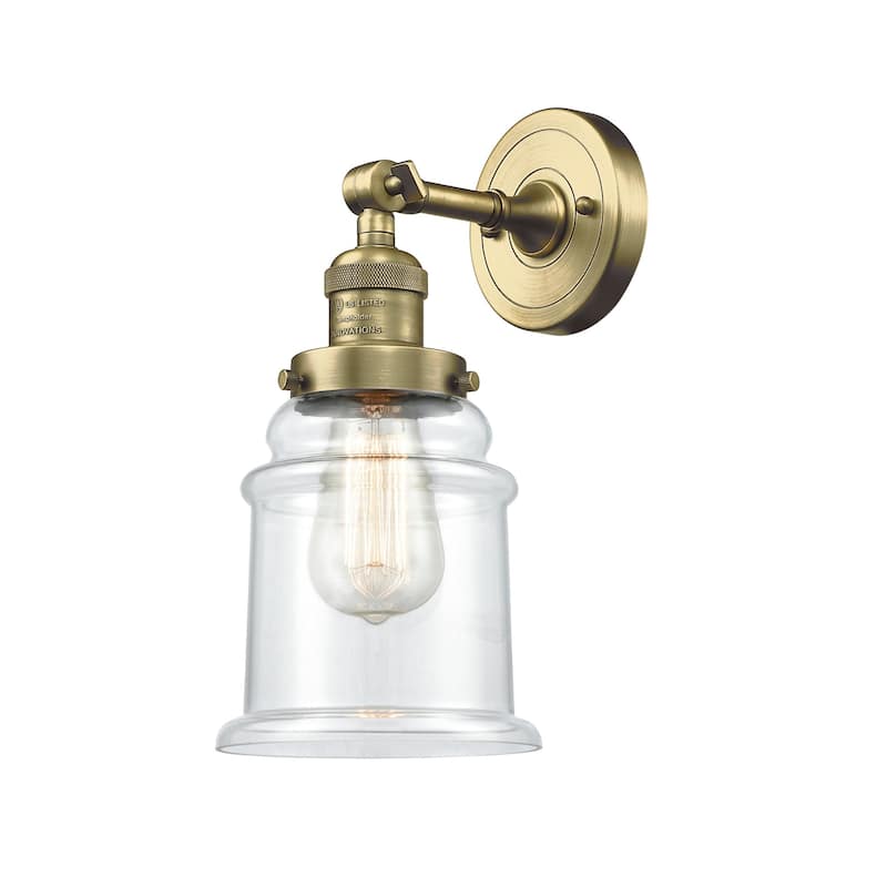 Innovations Lighting Canton Single Light 11" Tall Bathroom Sconce - Antique Brass / Clear