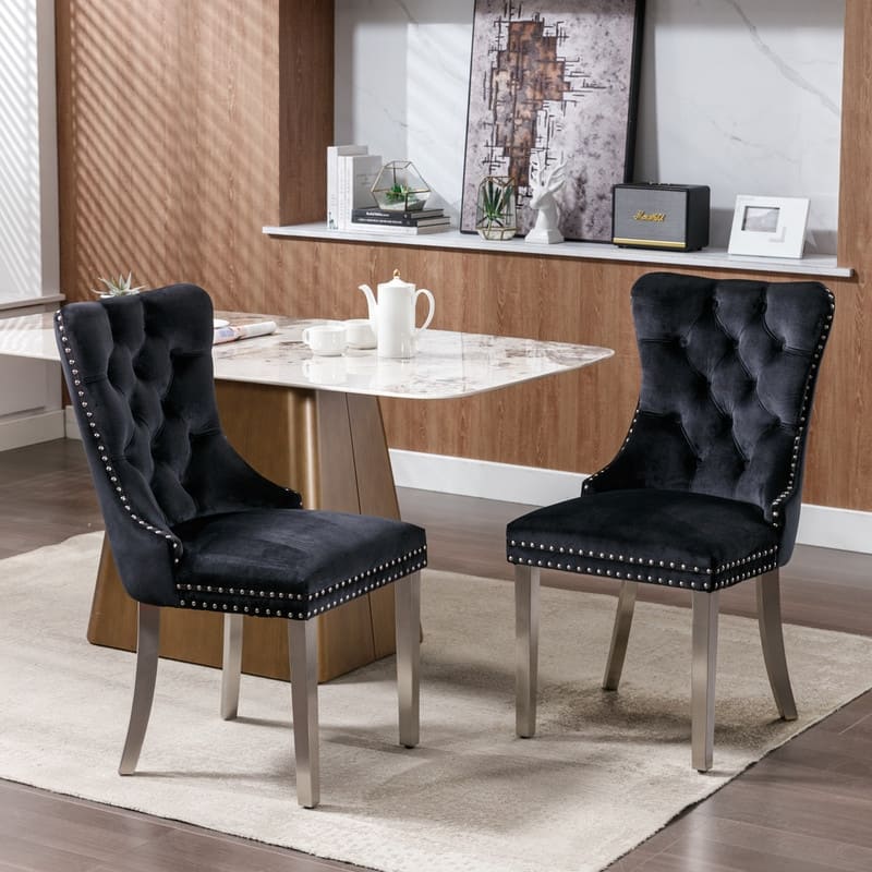 Contemporary Velvet Upholstered Dining Chair Set of 4