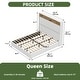 preview thumbnail 9 of 10, 53'' Tall Storage Wingback Headboard, Corduroy Upholstered Platform Bed Frame with Charging Station and RGB LED Lights