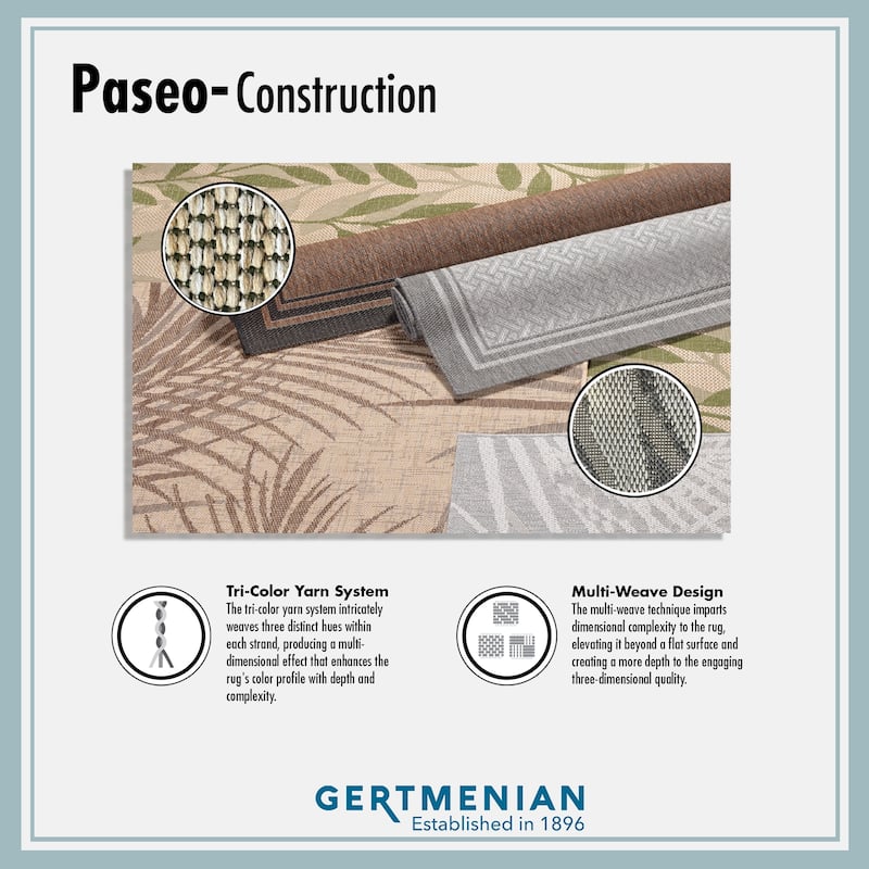 Gertmenian Paseo Soroa Havana Brown/Black Classic Border Flatweave Indoor/ Outdoor Area Rug