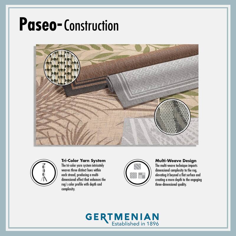 Gertmenian Paseo Tedo Oasis Blue Transitional Scroll Boarder Indoor/ Outdoor Area Rug