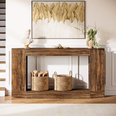 Light Console Table, Entryway Hallway Foyer Display for Living Room, Brown - Large