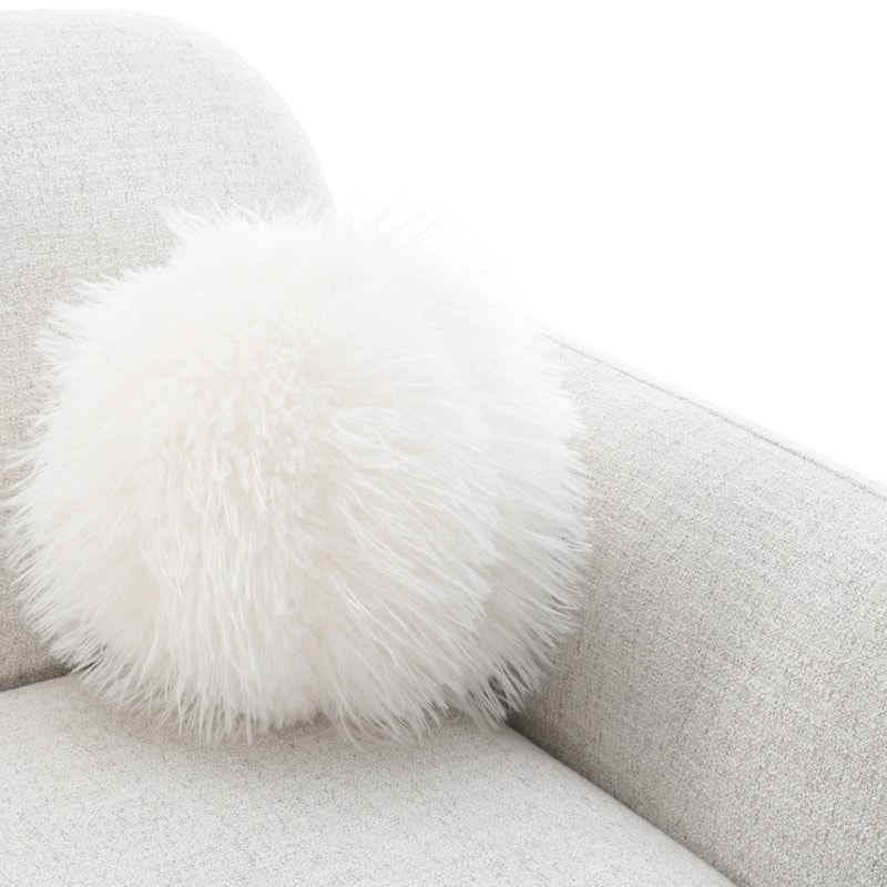 Furniture of America Velin Mid Century Modern OEKO TEX Chenille Sofa with Ball Pillows