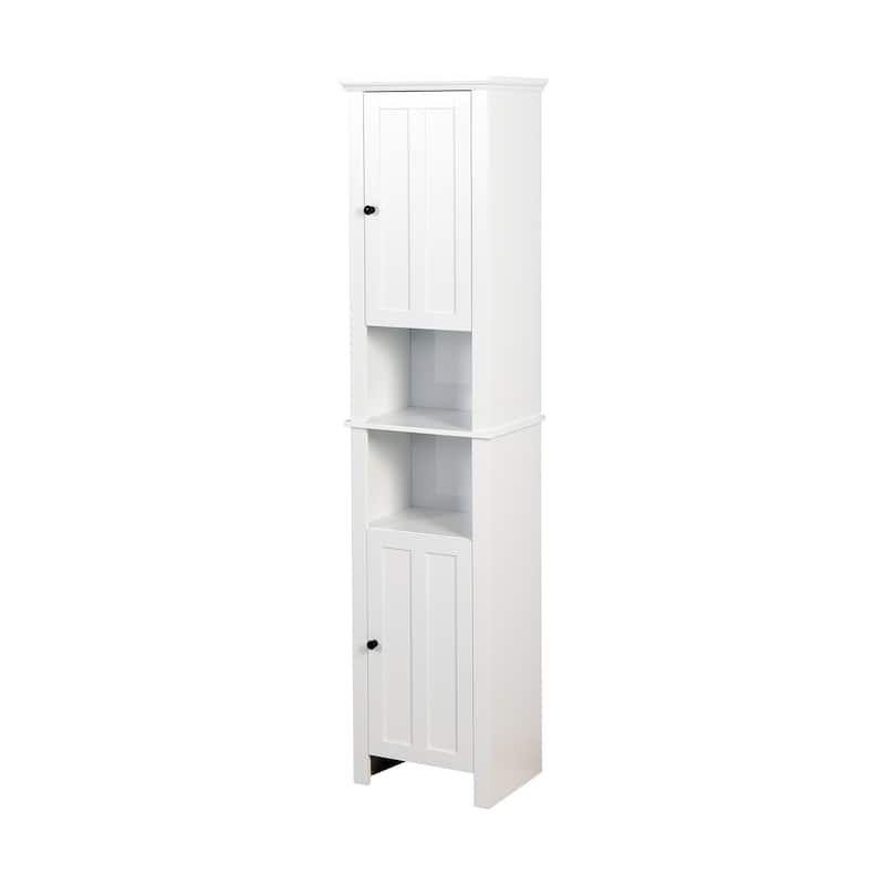 Tall Bathroom Storage Cabinet, Double Door Wood Corner Cabinet, Kitchen Pantry Cabinet with 6 Shelves for Laundry Room, Kitchen
