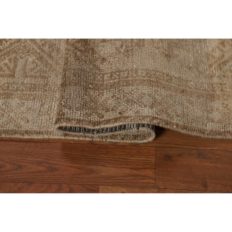 Gold Beige Geometric Balouch Persian Area Rug Handmade Wool Carpet - 3'8" x 6'6"