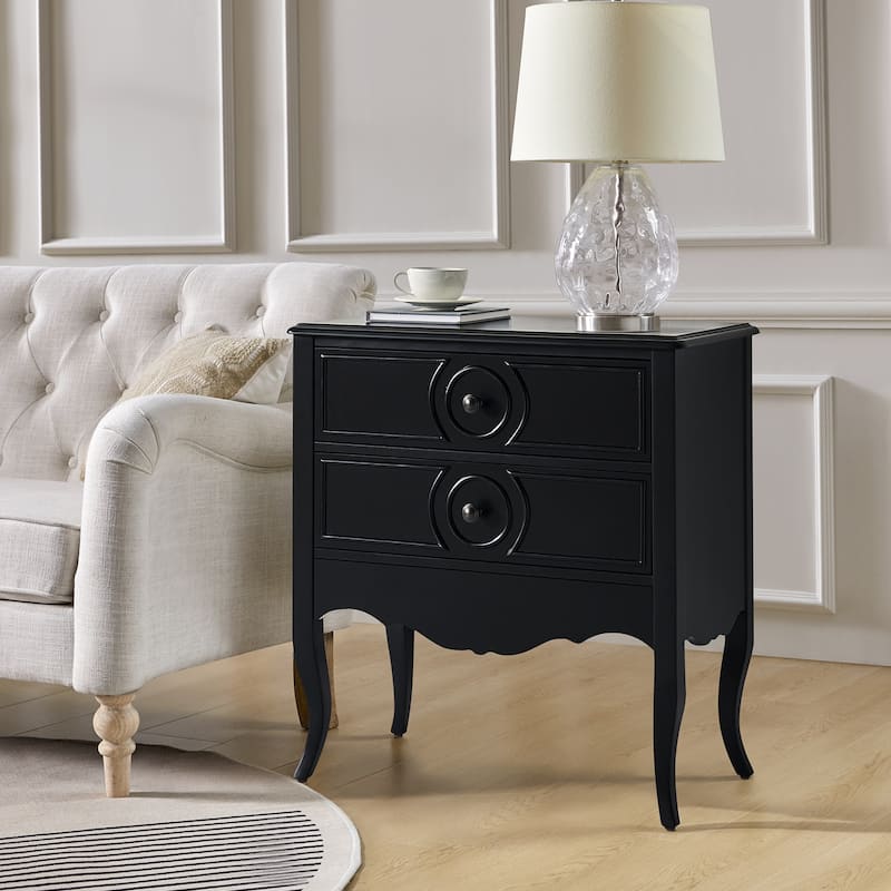 Sidney Traditional 3-Drawer Nightstand with Built-In Outlets and USB by HULALA HOME - Black