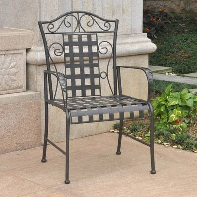 International Caravan Mandalay Iron Patio Dining Chair (Set of 2)