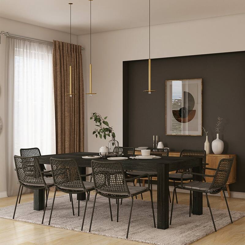 Midtown Concept Weathered Indoor Dining Room Set Dark Grey Kitchen Table with Dark Grey Dining Chairs