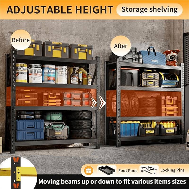 63" Industrial Heavy Duty 4-Tier Shelving Unit