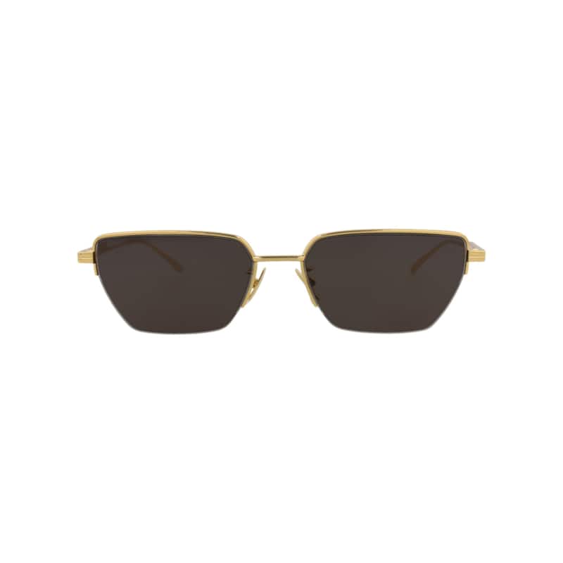 Bottega Veneta Square-Frame Metal Sunglasses - Gold Gold Grey - Gold - Grey Lens
