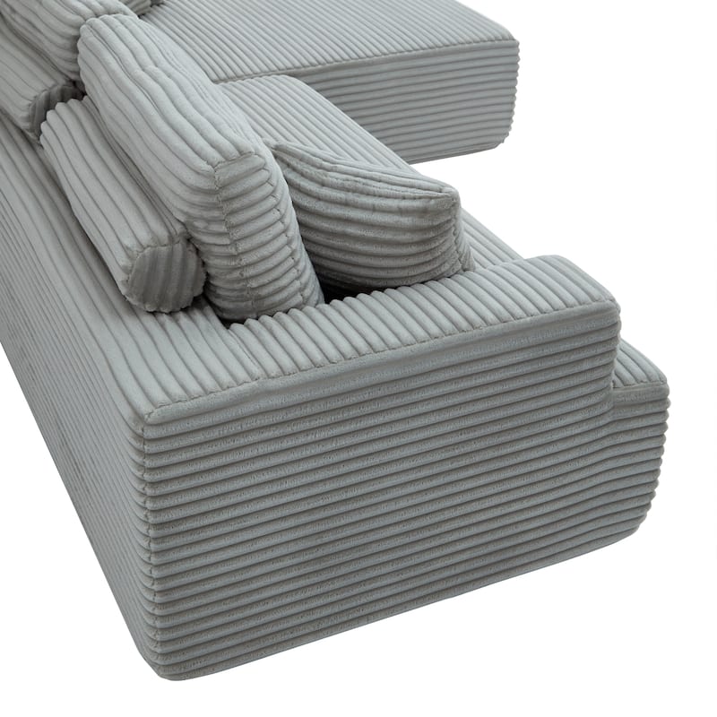 Corduroy Chaise Sectional Sofa Convertible Modular Sleeper Couch