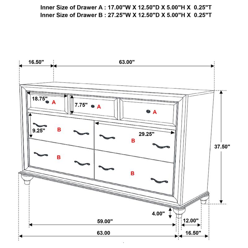 Barzini 5-Piece Bedroom Set with Upholstered Headboard