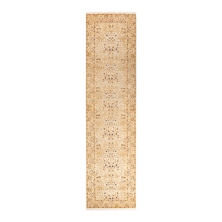 Overton One-of-a-Kind Hand-Knotted Traditional Oriental Mogul Ivory Area Rug - 3' 2" x 12' 6"
