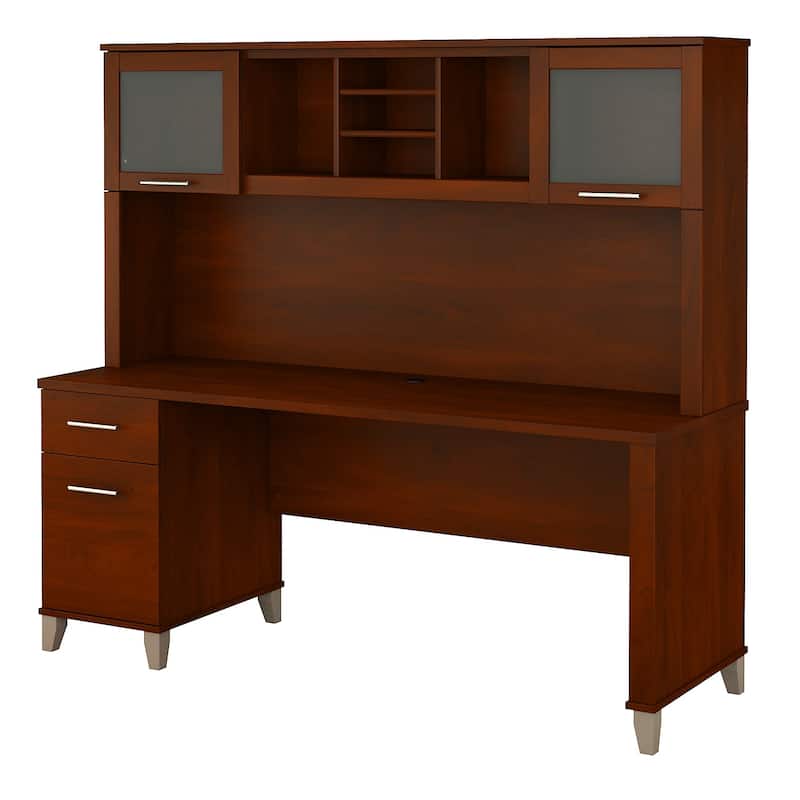 Bush Furniture Somerset 72W Office Desk with Hutch in Ash Gray